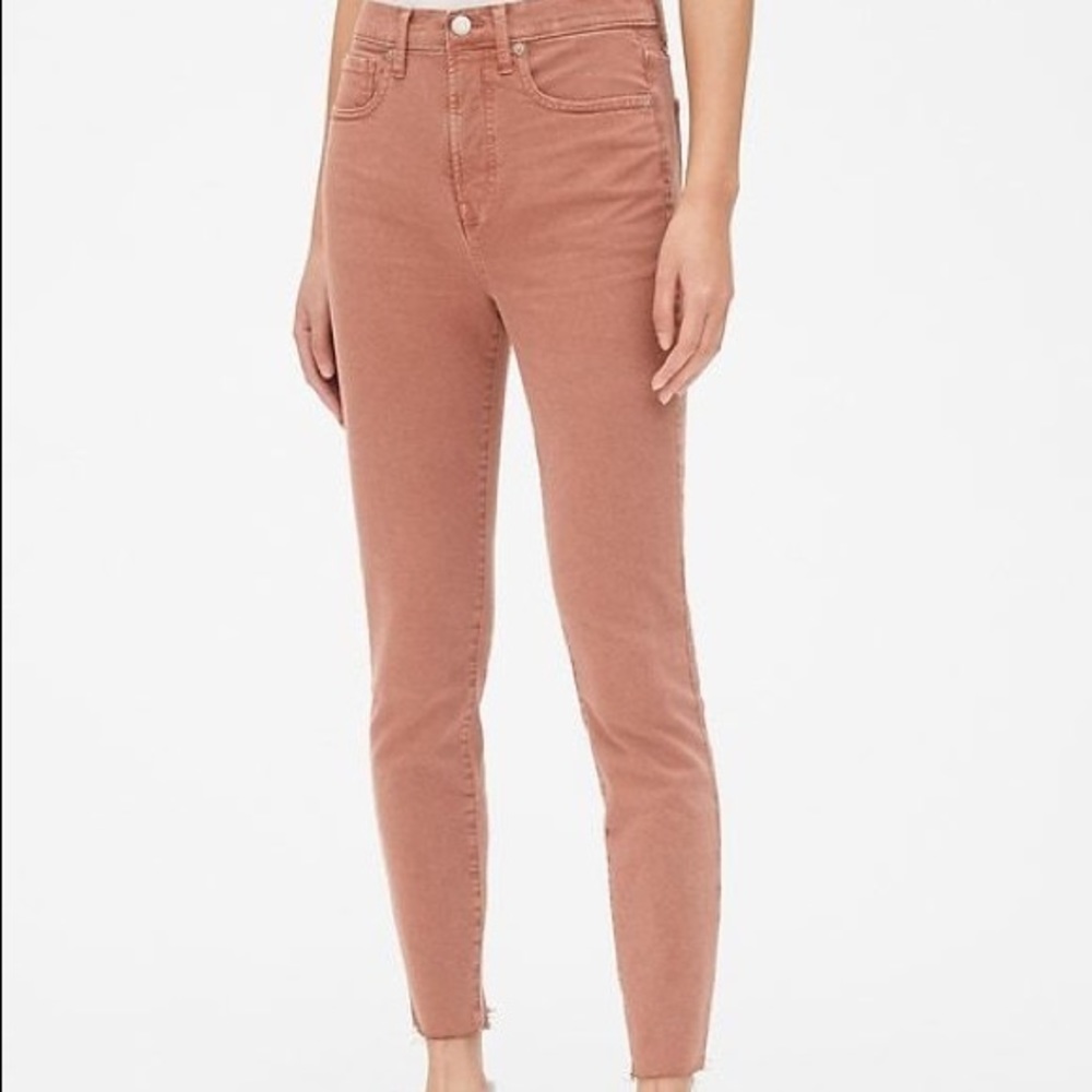 GAP True Skinny High Rise Raw Hem Coral Ankle Skinny Stretch Jeans, Size 8